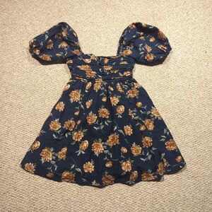 Abercrombie Fitch The A&F Emerson Linen Blend Puff Sleeve Mini Dress XS Floral